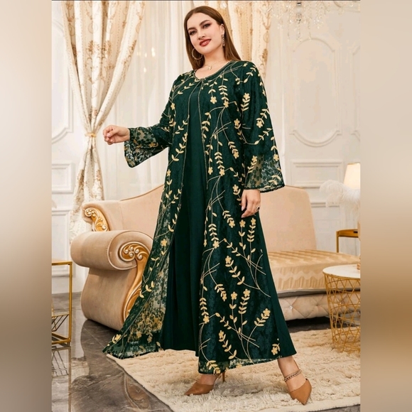 Modely Flower Embroidered Lace Overlay Tunic Dress Green - Picture 2 of 5